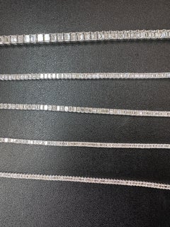 Emerald Cut Diamond Tennis Bracelet in 14K White Gold, 7.01 Carats