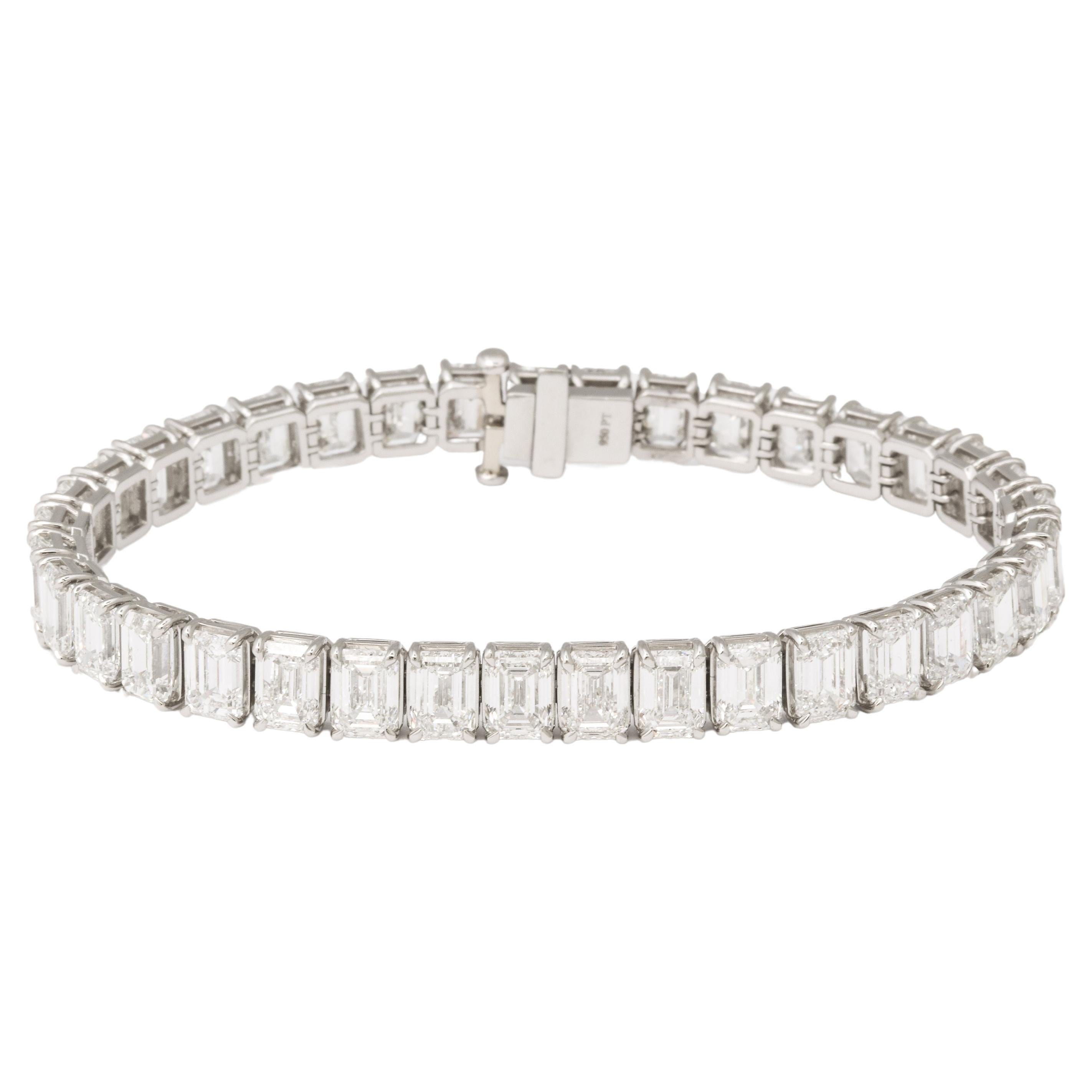 Emerald Cut Diamond Tennis Line Bracelet