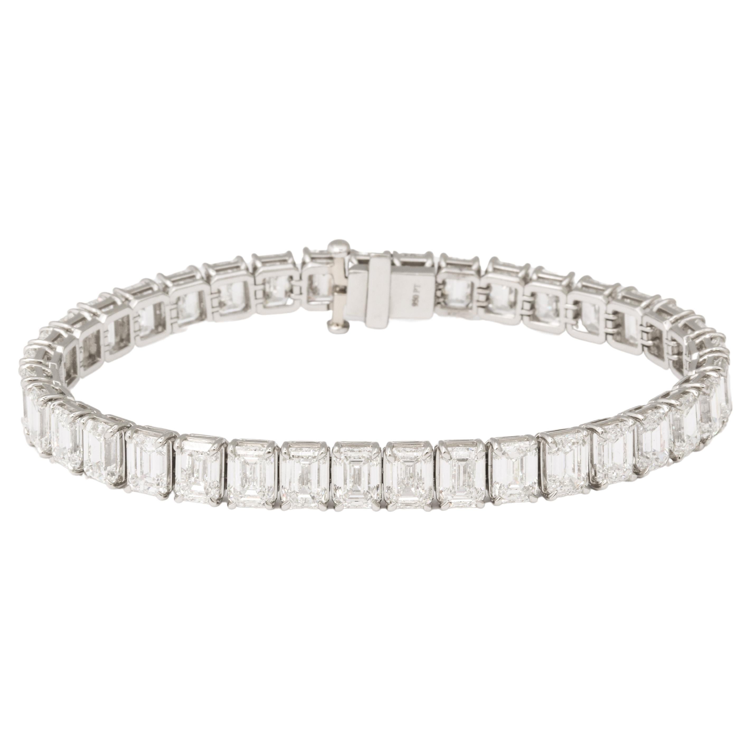 Emerald Cut Diamond Tennis Line Bracelet 