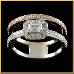 Emerald Cut Diamond Two Tone Ring