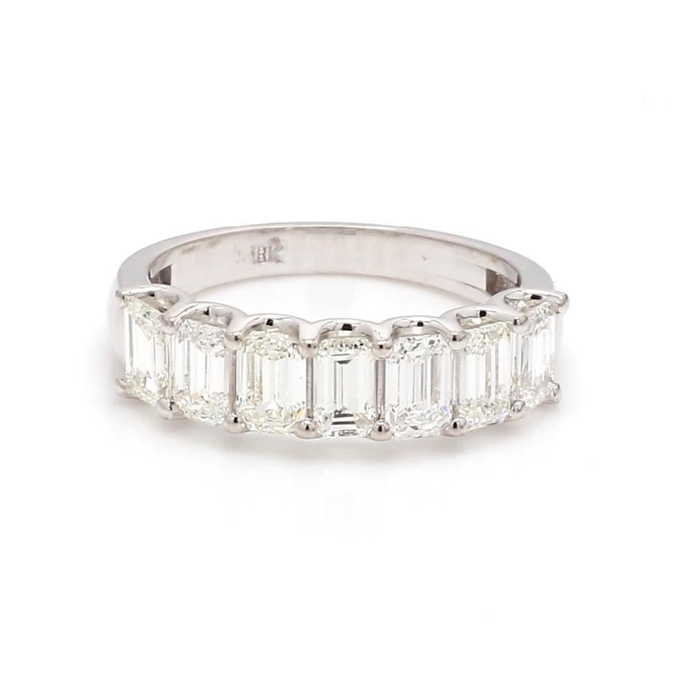 Bague en U avec diamant taille émeraude Pour femmes en vente