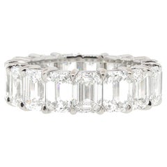 Emerald-Cut Diamond Wedding Band. 13.35 Carats Set in Handmade Platinum Mounting