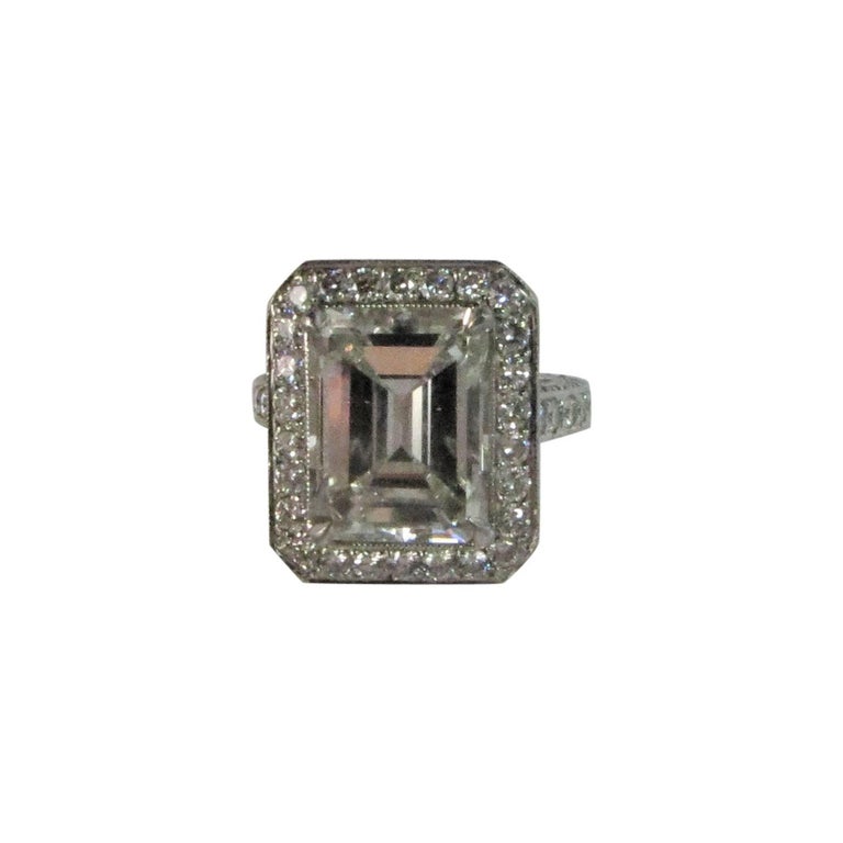 Emerald Cut Diamond Weighing 5.59ct, GIA , J Color, SI1 Clarity in