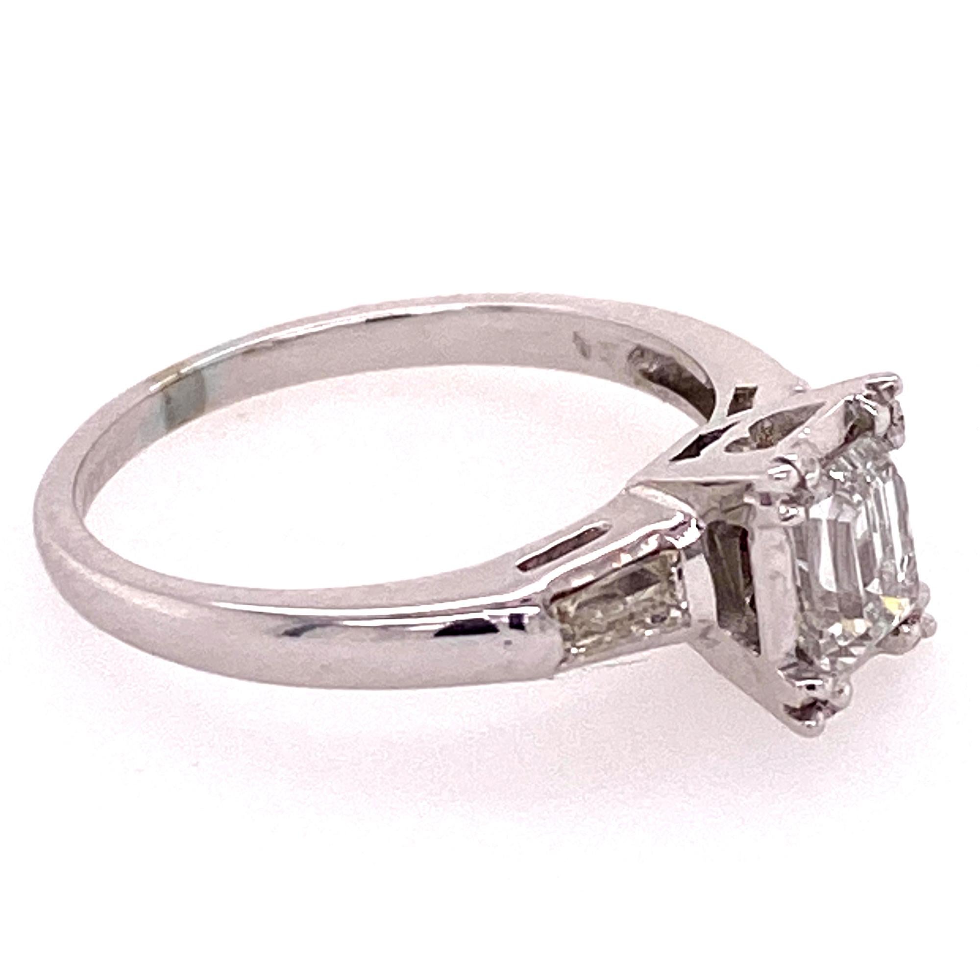 Modern Emerald Cut Diamond White Gold Engagement Ring GIA Certified