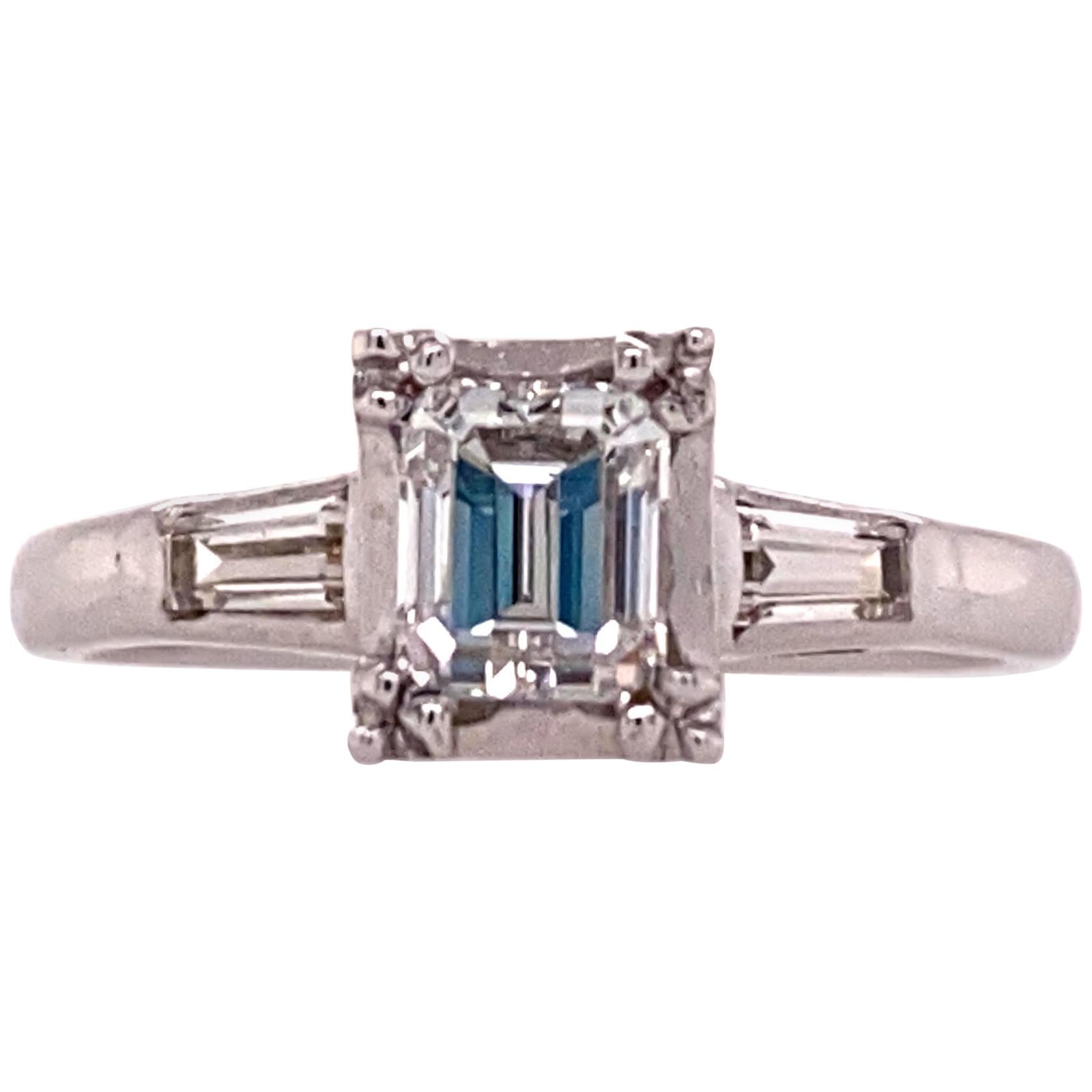 Emerald Cut Diamond White Gold Engagement Ring GIA Certified