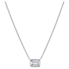 Emerald Cut Diamond White Gold Pendant Necklace