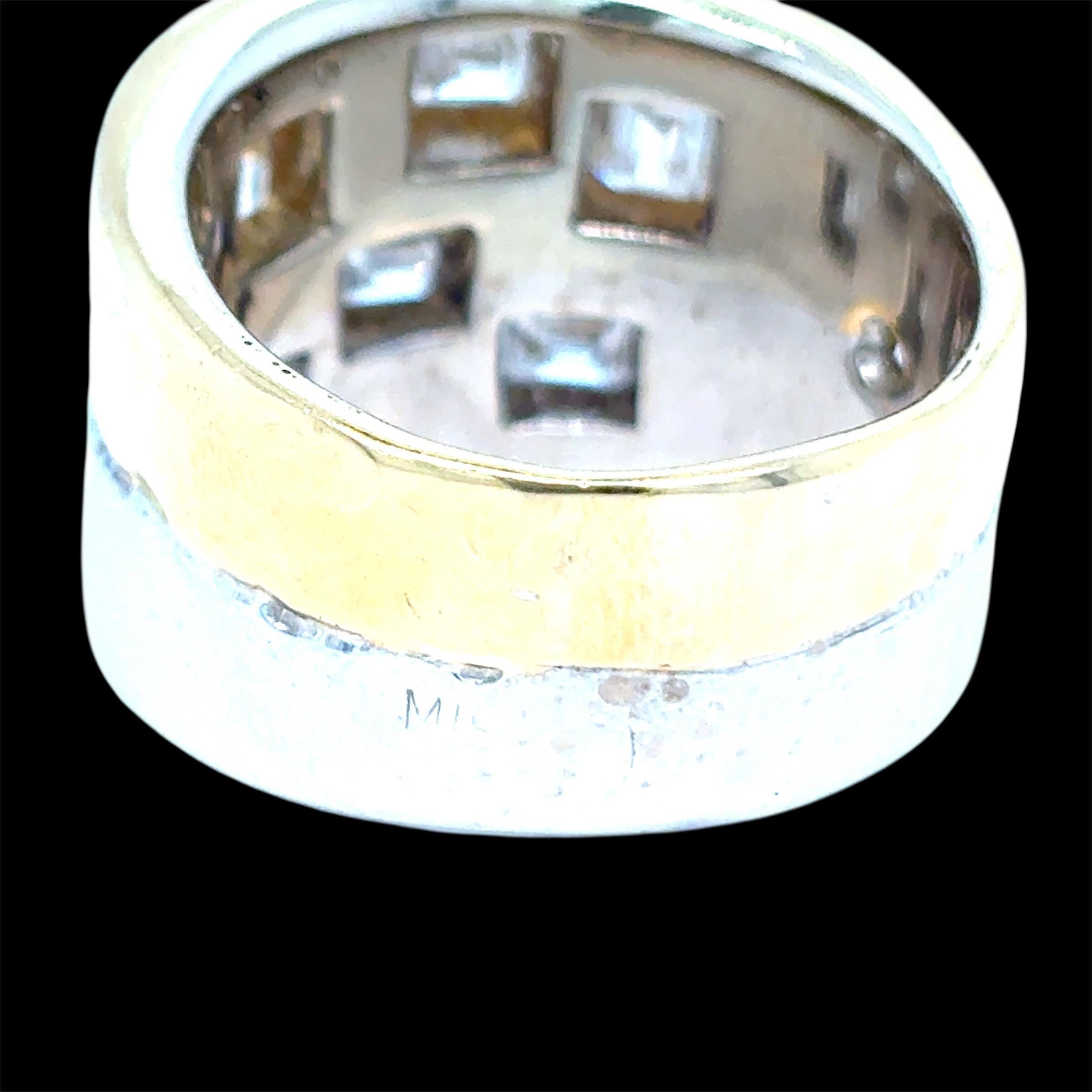 Faraone Italia Anello in oro giallo e bianco con diamante taglio smeraldo in vendita 5