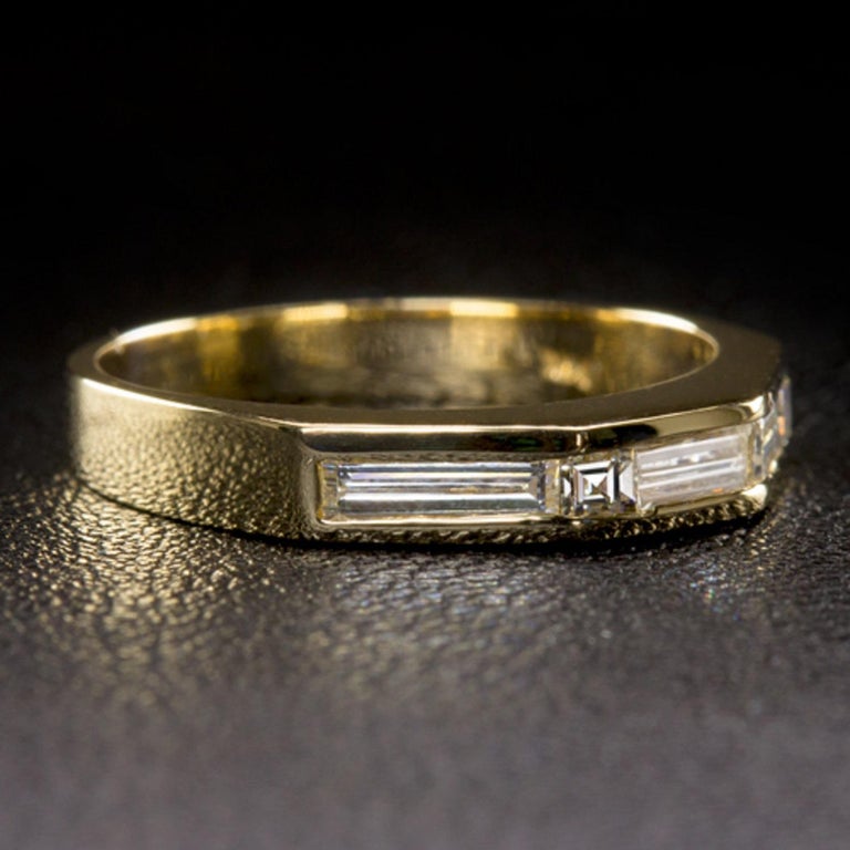 Emerald Cut Diamond Yellow Gold Band Ring For Sale at 1stDibs