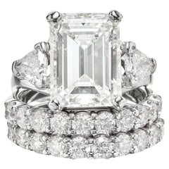 Art Deco 3 Carat Certified Natural Diamond Engagement Ring Set in 18K Gold