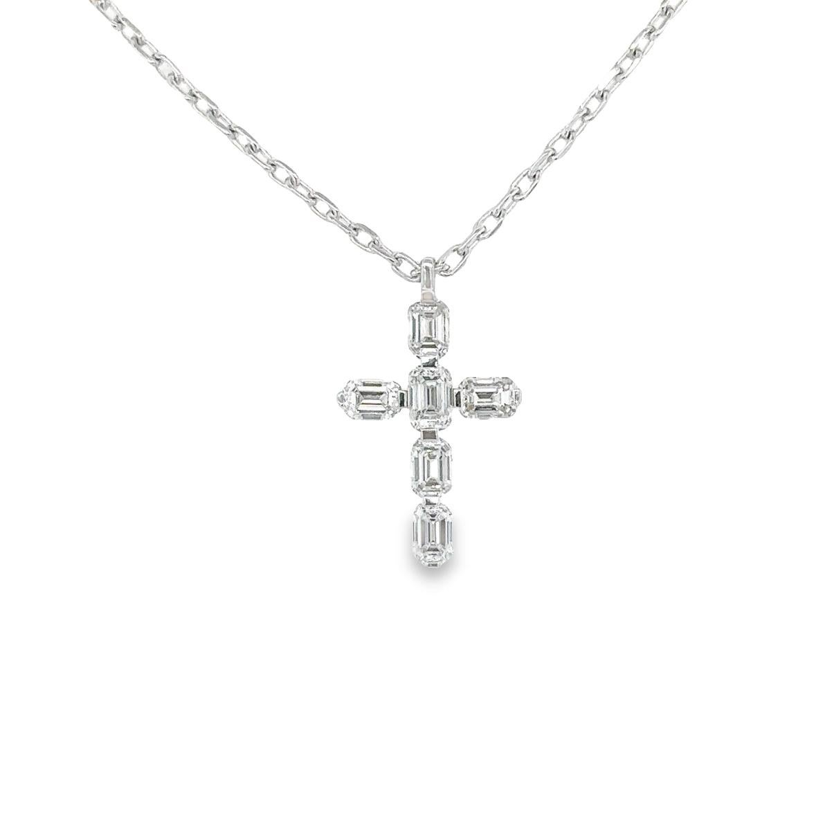 	TIMELESS Necklace Cross in white gold 18Kt 3.89 gr with 6 Emerald Cut Diamonds G Color VS Clarity in total 0.71 ct

The Timeless Collection was inspired by the endless elegance and sophistication of classic high-jewelry, eternising it’s beauty and
