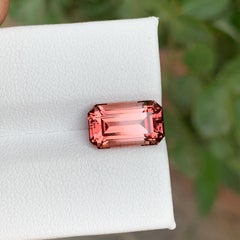 Smaragdgeschliffener zweifarbiger pfirsichfarbener Turmalin-Edelstein für Ringe, 11 mm