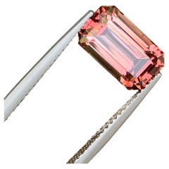 Smaragdgeschliffener zweifarbiger pfirsichfarbener Turmalin-Edelstein für Ringe, 11 mm