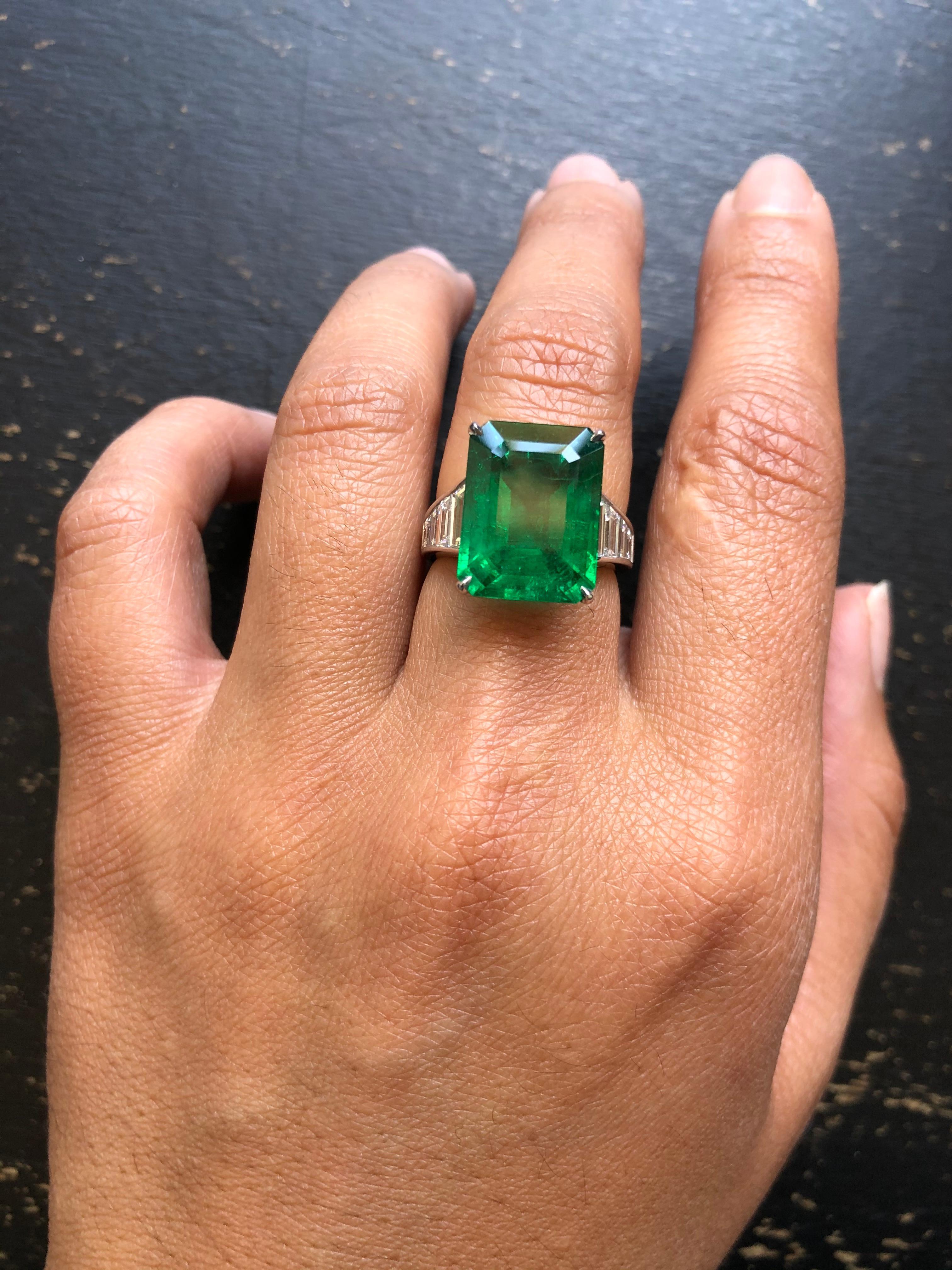 Emerald Cut Emerald and Diamond Ring 1