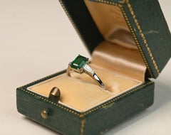 Emerald Cut Emerald Diamond Accent Cocktail 0.90ct Ring Platinum Prong Set