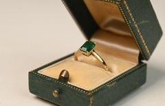 Emerald Engagement Ring. 1ct Natural Emerald Cut Emerald Ring 18K Yellow Gold
