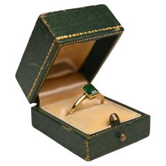 Emerald Engagement Ring. 1ct Natural Emerald Cut Emerald Ring 18K Yellow Gold