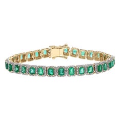 Natürliches Smaragd-Armband 18k Gelbgold, natürlicher grüner Edelstein