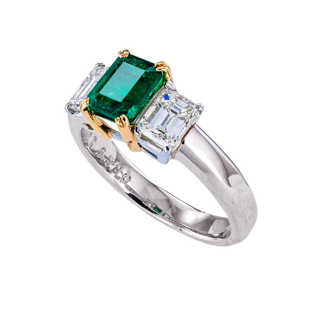 Emerald cut emerald diamond platinum and yellow gold ring circa 1990.  Love it because it caught your eye, and we are here to connect you with beautiful and affordable jewelry.  It is time to claim a special reward for Yourself!  Clear and concise