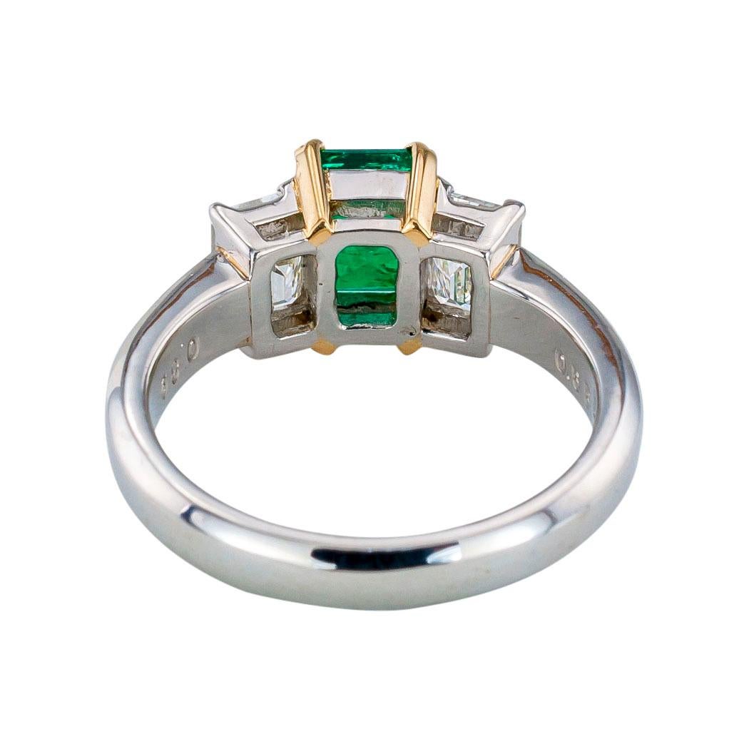 Women's Emerald Cut Emerald Diamond Platinum Yellow Gold Ring