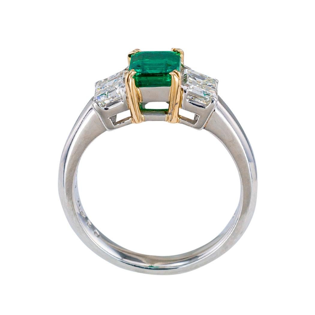 Emerald Cut Emerald Diamond Platinum Yellow Gold Ring 1