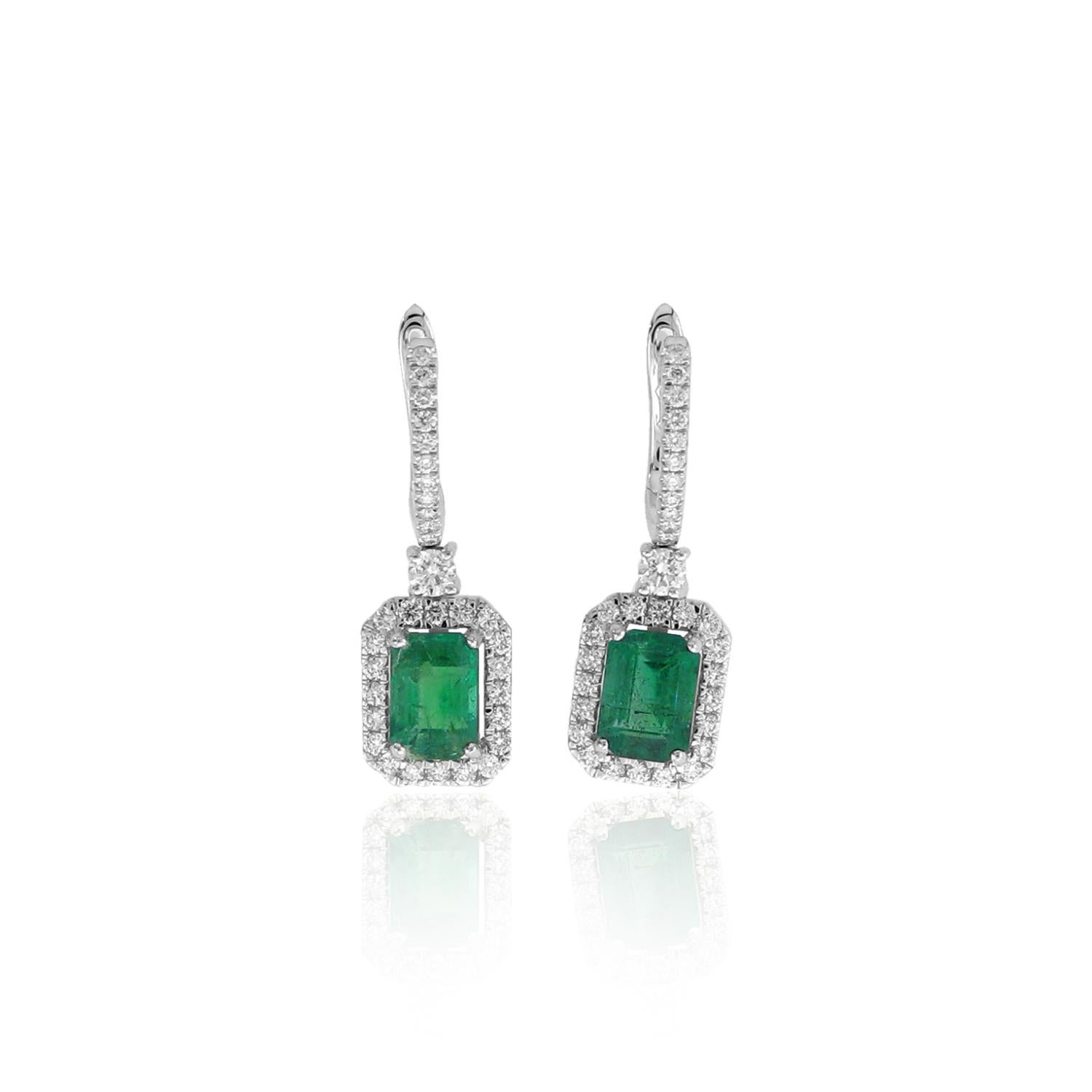 Emerald Cut Emeralds: 2.14ct
Diamonds: .63ct
Earring Metal - 18kwg
Tag #: 17953