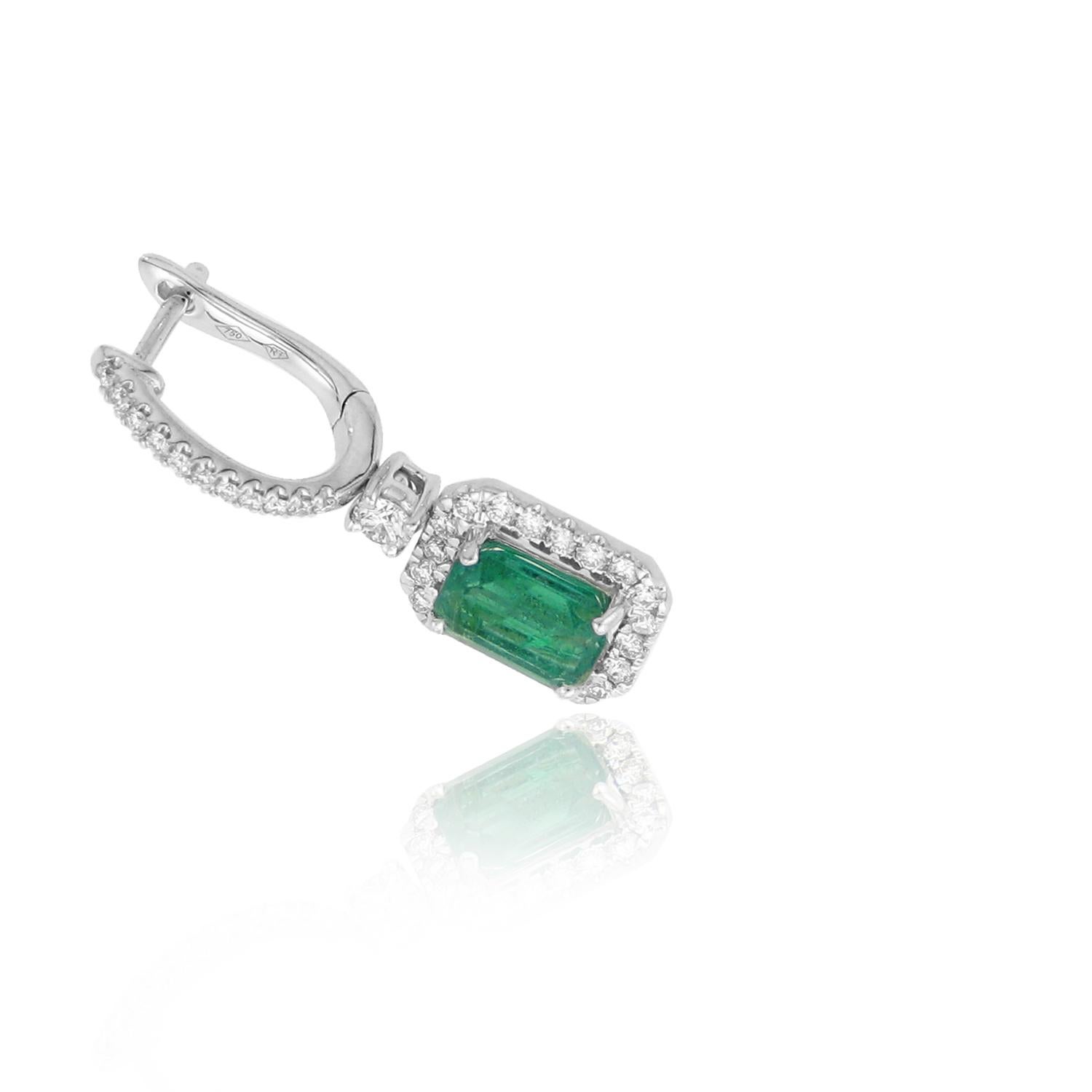 Modern Emerald Cut Emerald Earrings From Bleau NY