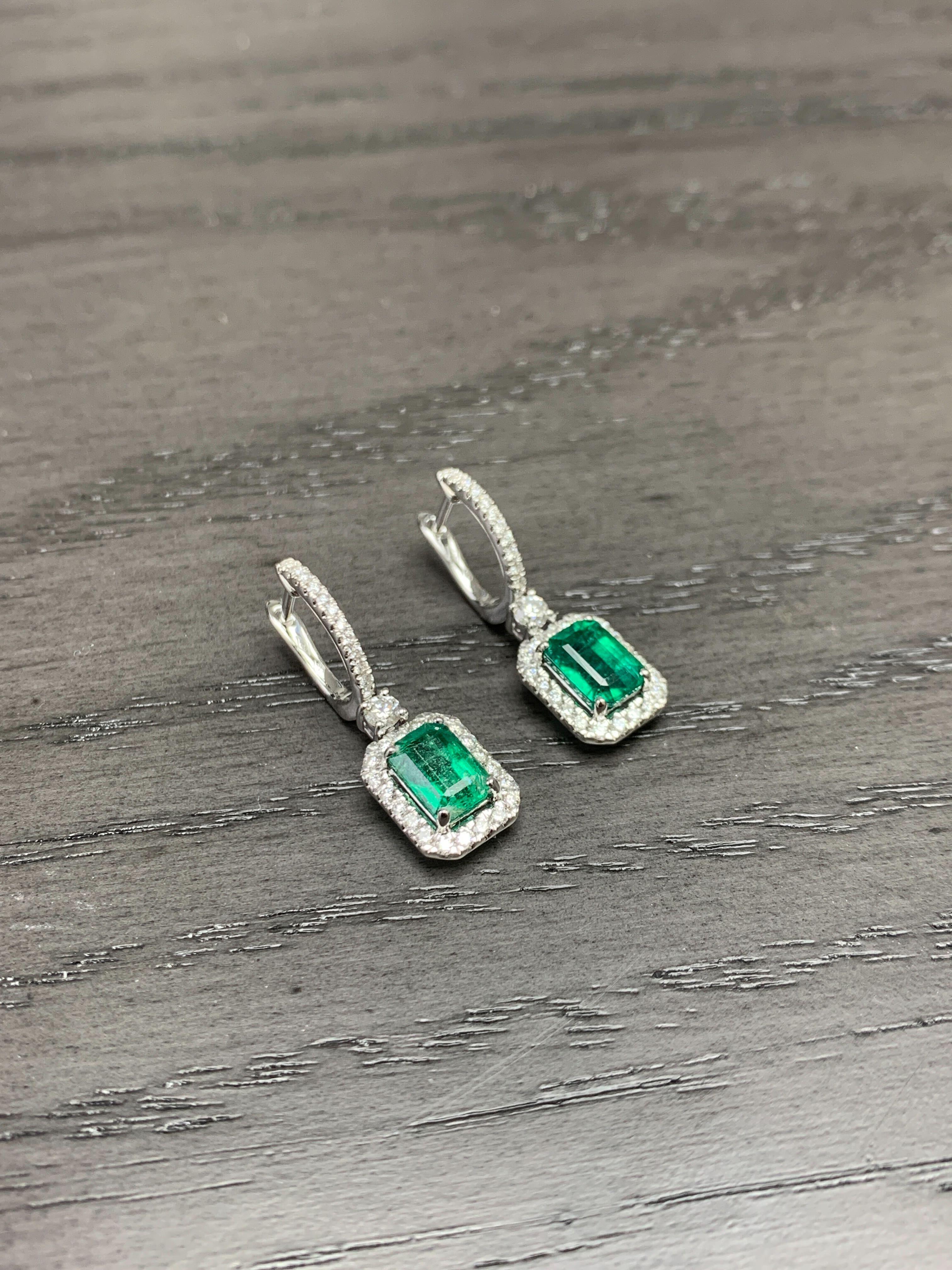 Emerald Cut Emerald Earrings From Bleau NY 3