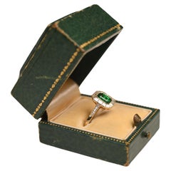Emerald Cut Emerald Halo (Approx. 0.80-Carats) w/ Diamond Ring, 18k Yellow Gold
