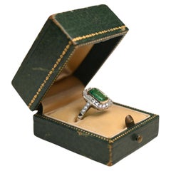 Emerald Cut Emerald Halo (Approx. 1.40-Carats) Diamond Halo Ring, Platinum