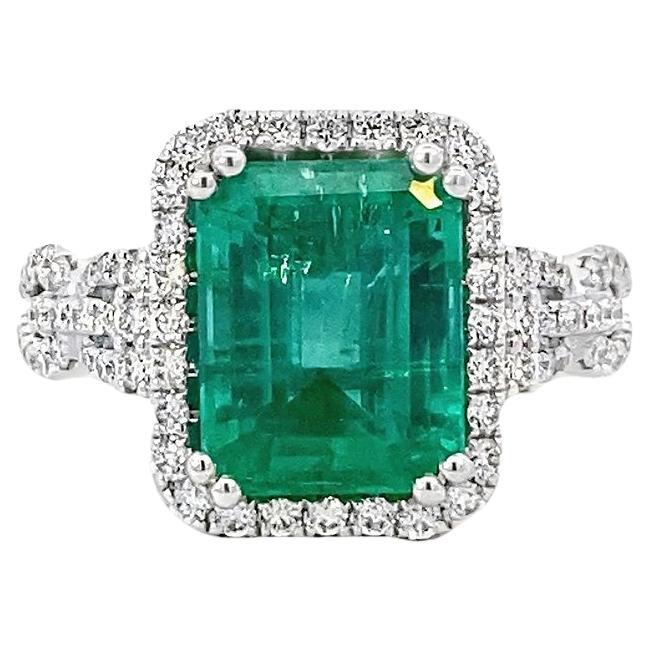 Maurice Fine Jewelry - Emerald Cut Emerald Ring and Diamonds