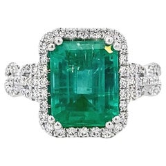 Maurice Fine Jewelry - Emerald Cut Emerald Ring and Diamonds