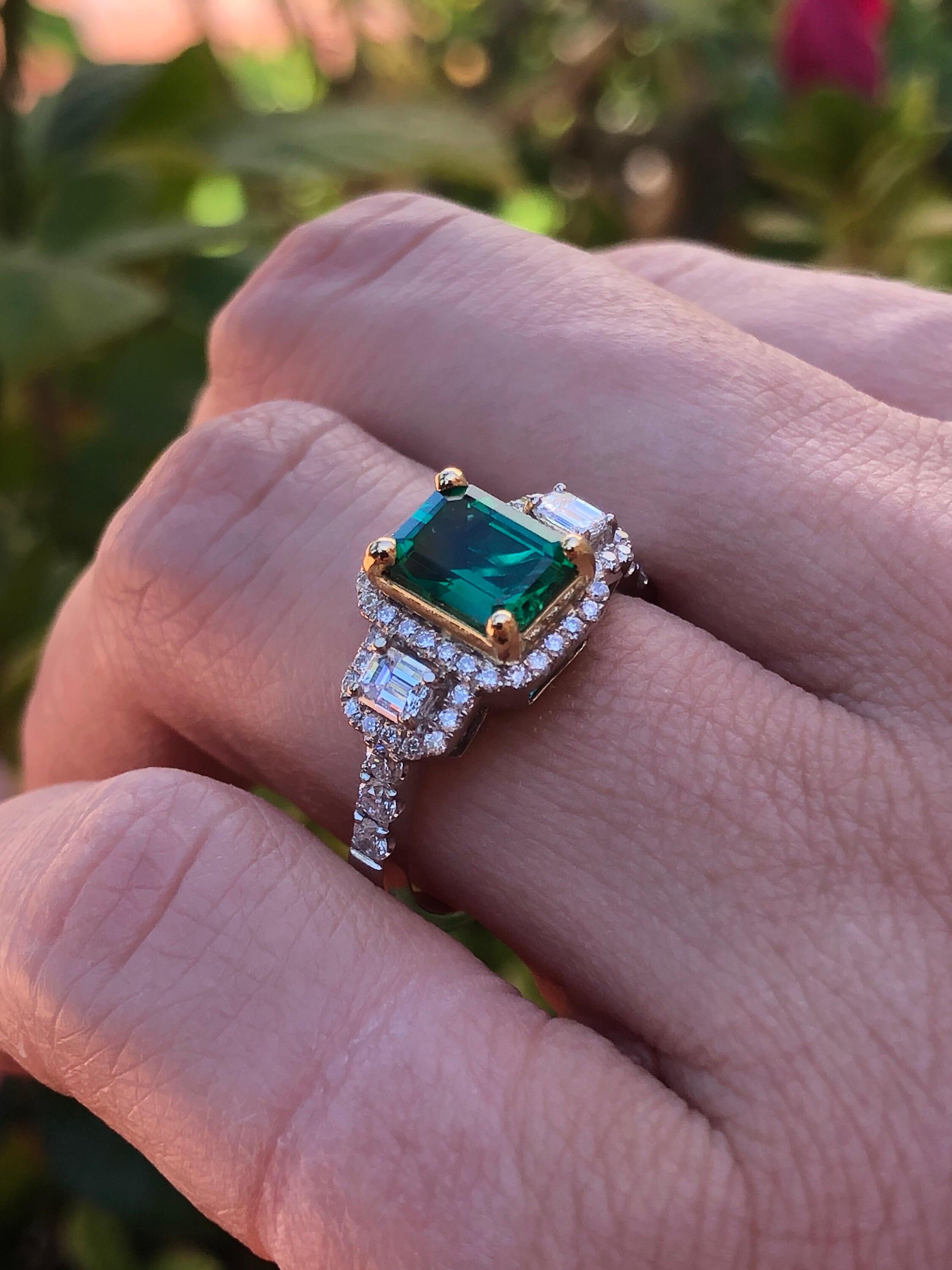 Women's Emerald Ring 1.24 Carat Emerald Cut
