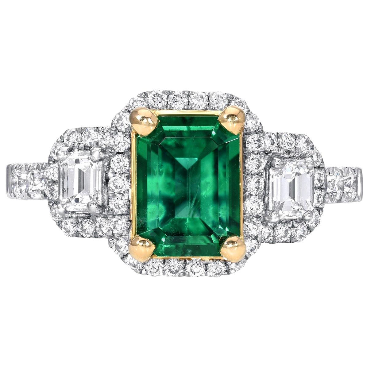 Emerald Ring 1.24 Carat Emerald Cut