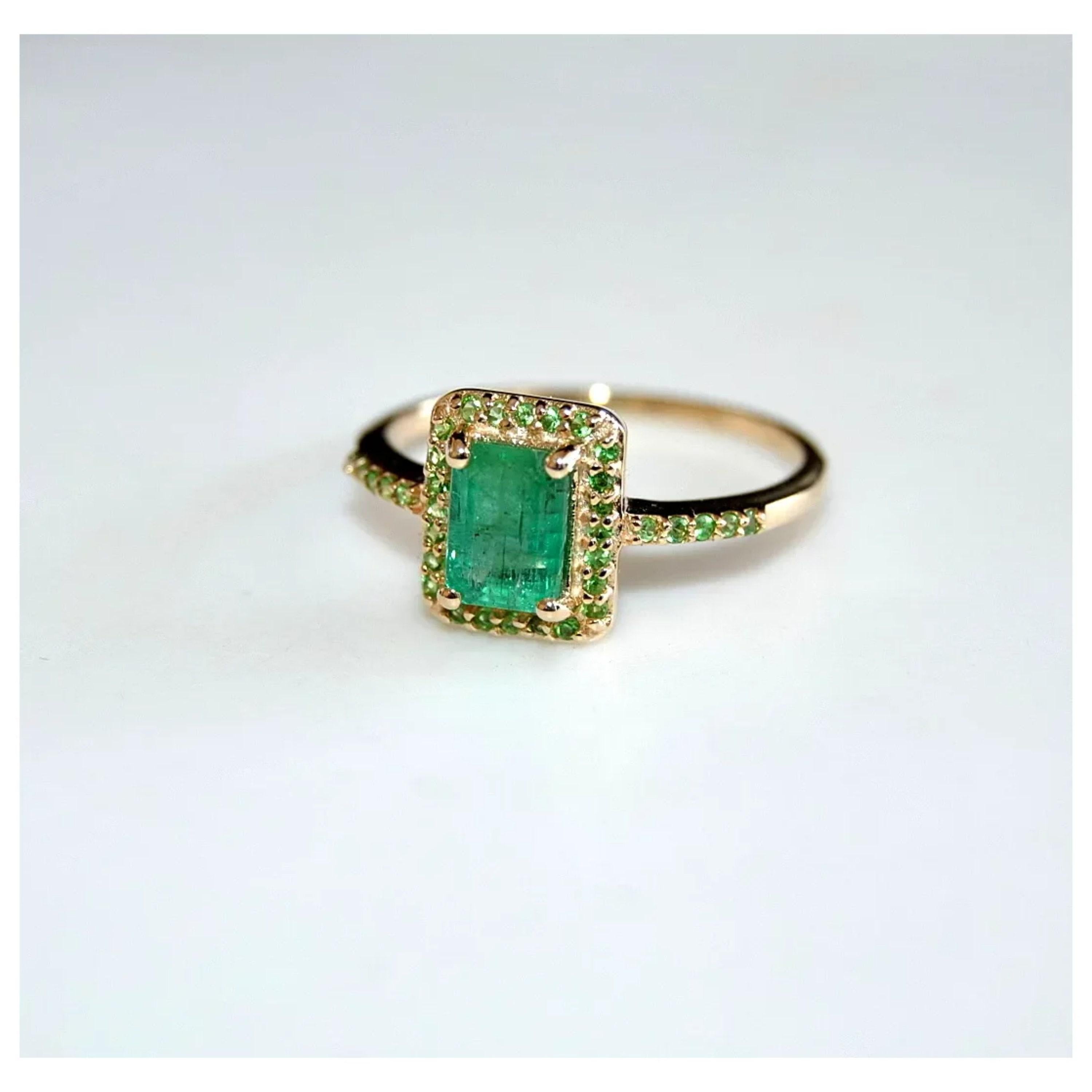 For Sale:  3 Carat Emerald Cut Emerald Engagement Ring Art Deco Halo Emerald Bridal Ring 2