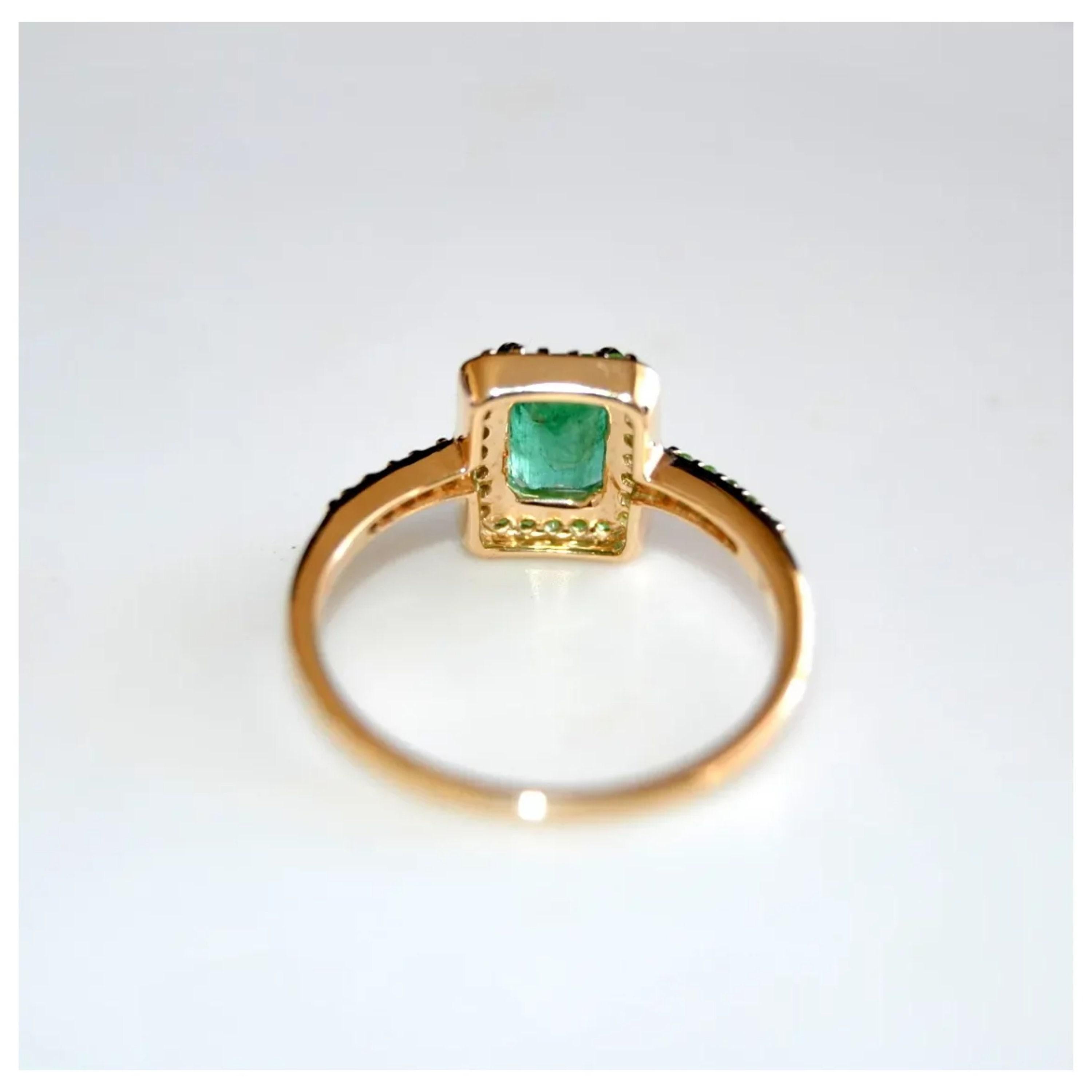 For Sale:  3 Carat Emerald Cut Emerald Engagement Ring Art Deco Halo Emerald Bridal Ring 3