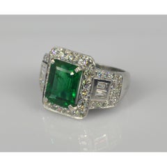 Emerald Cut Engagement Ring, Art Deco Emerald Statement Ring
