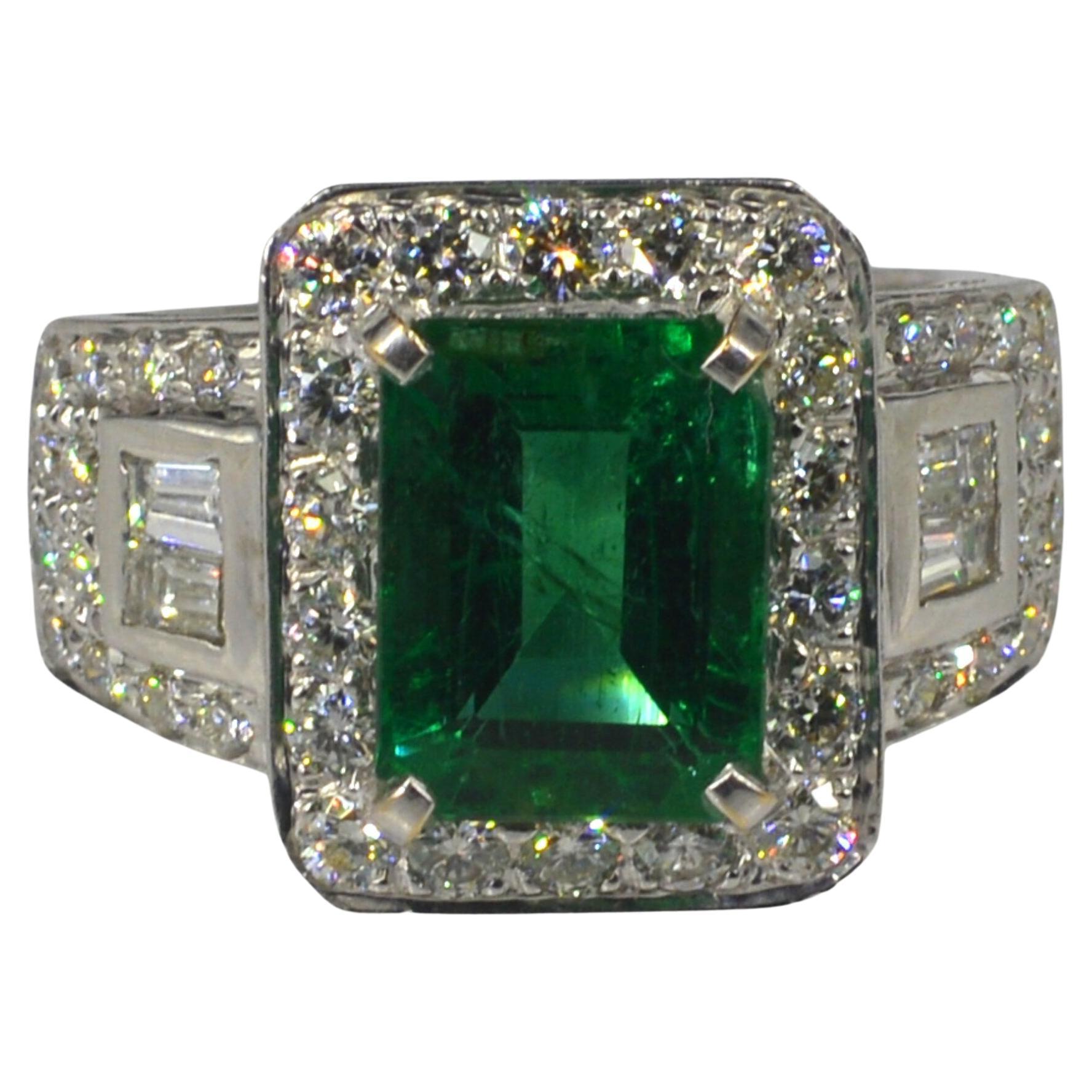 3.06 Carat Art Deco Emerald Cut Engagement Ring at 1stDibs | art deco ...