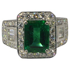  Emerald Cut Engagement Ring, Art Deco Emerald Statement Ring