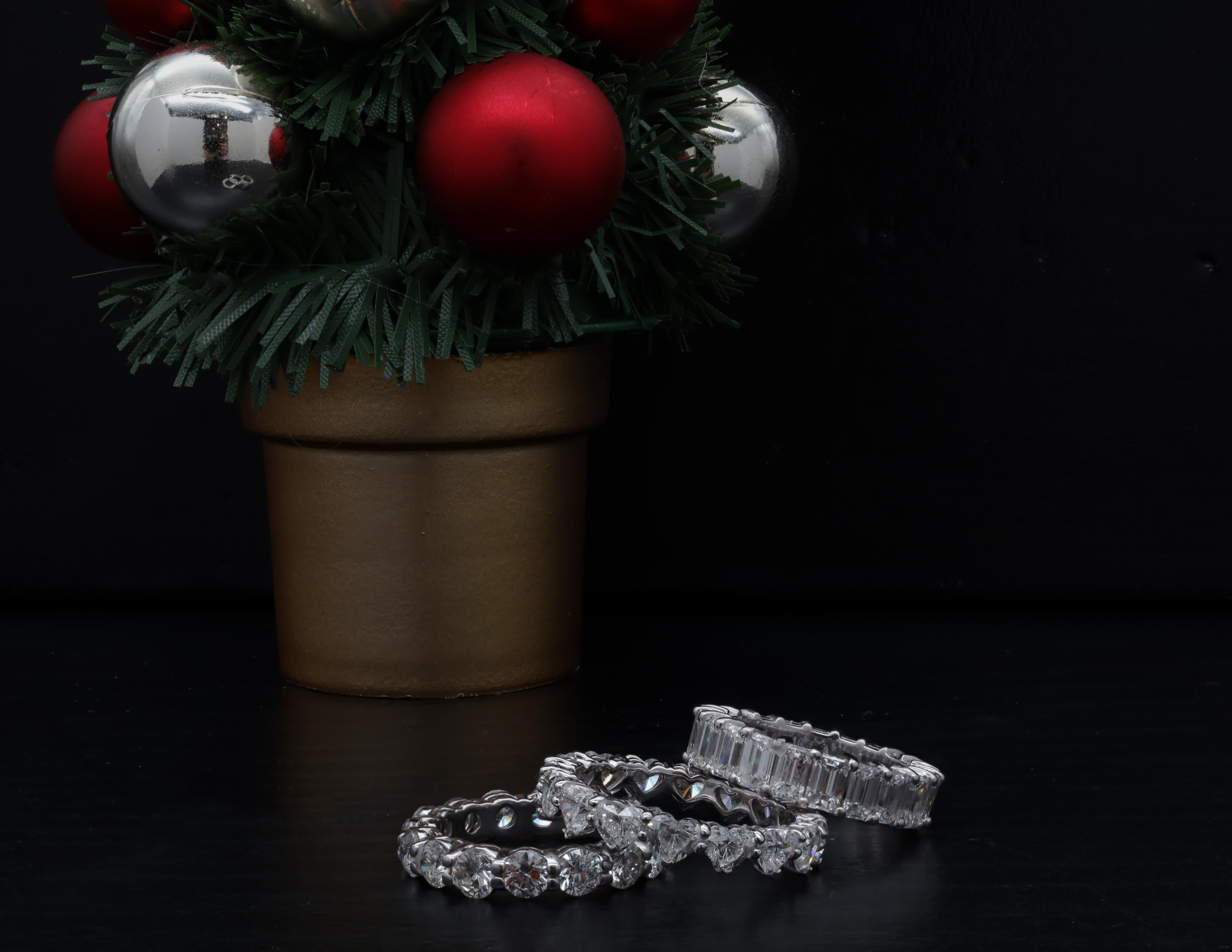 Women's Emerald Cut Eternity Band Set in Platinum For Sale