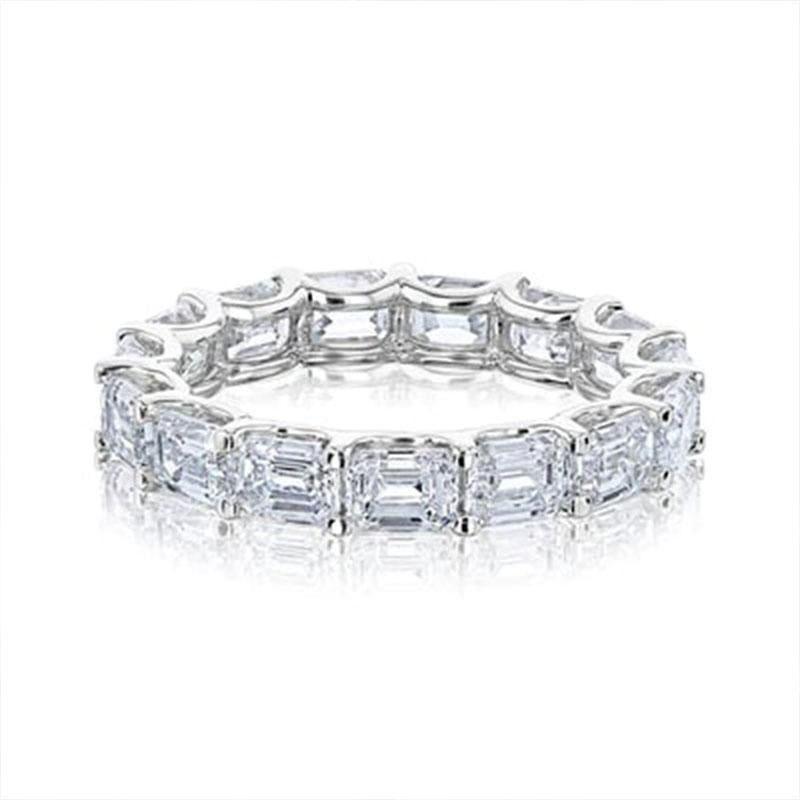 For Sale:  Three Carat Emerald Cut 14K Gold Eternity Band Ring 4