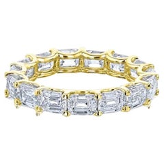 Three Carat Emerald Cut 14K Gold Eternity Band Ring