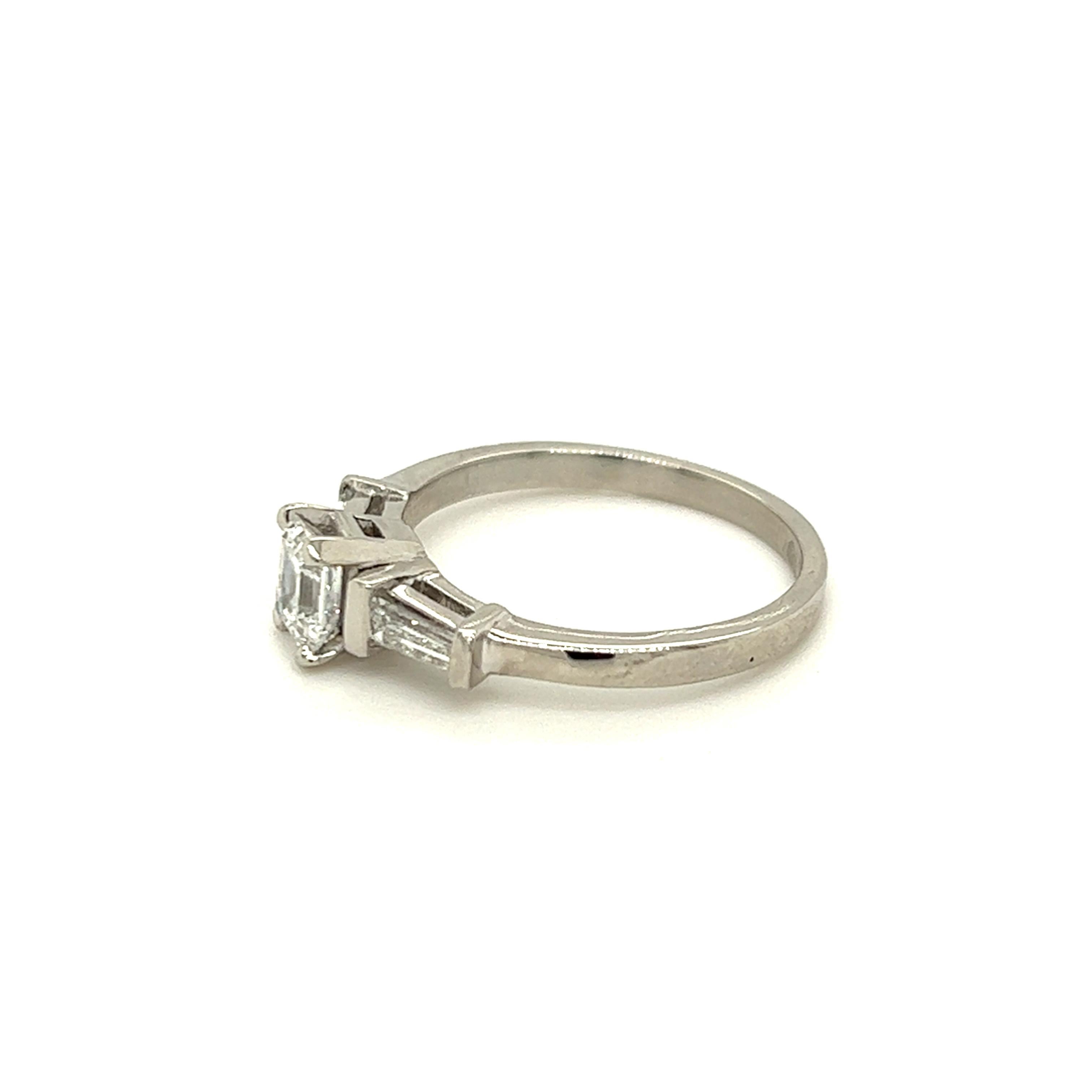 Emerald Cut GIA Diamond Platinum Engagement Ring For Sale 1