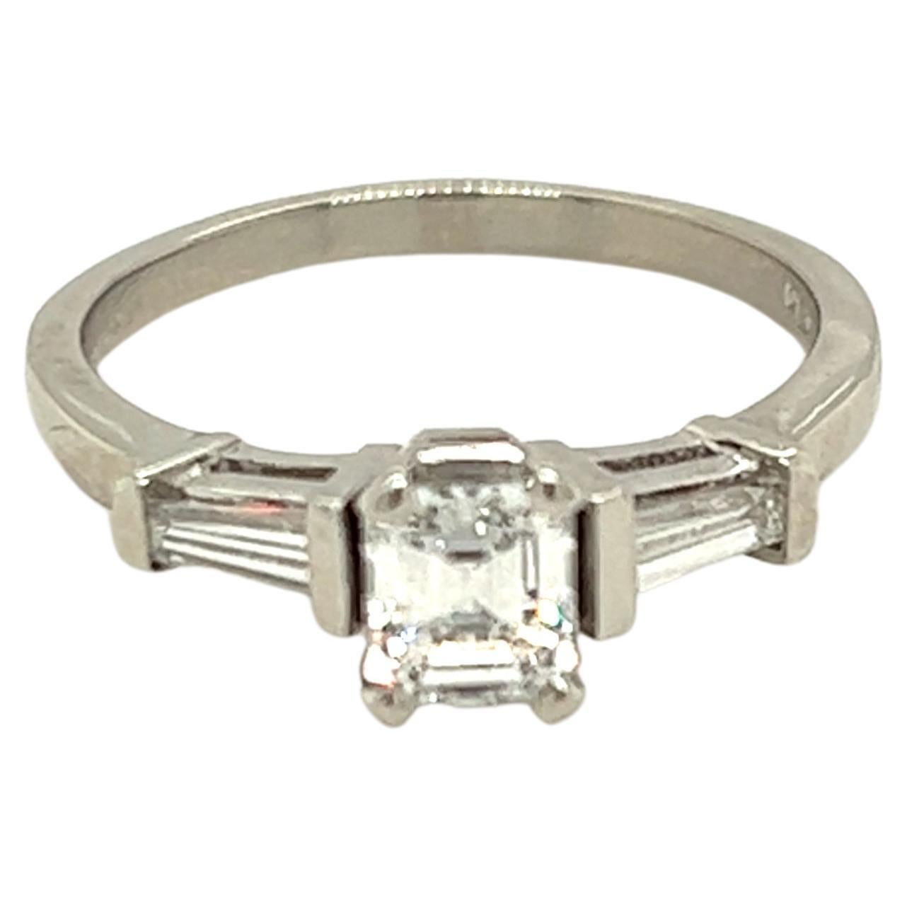 Emerald Cut GIA Diamond Platinum Engagement Ring