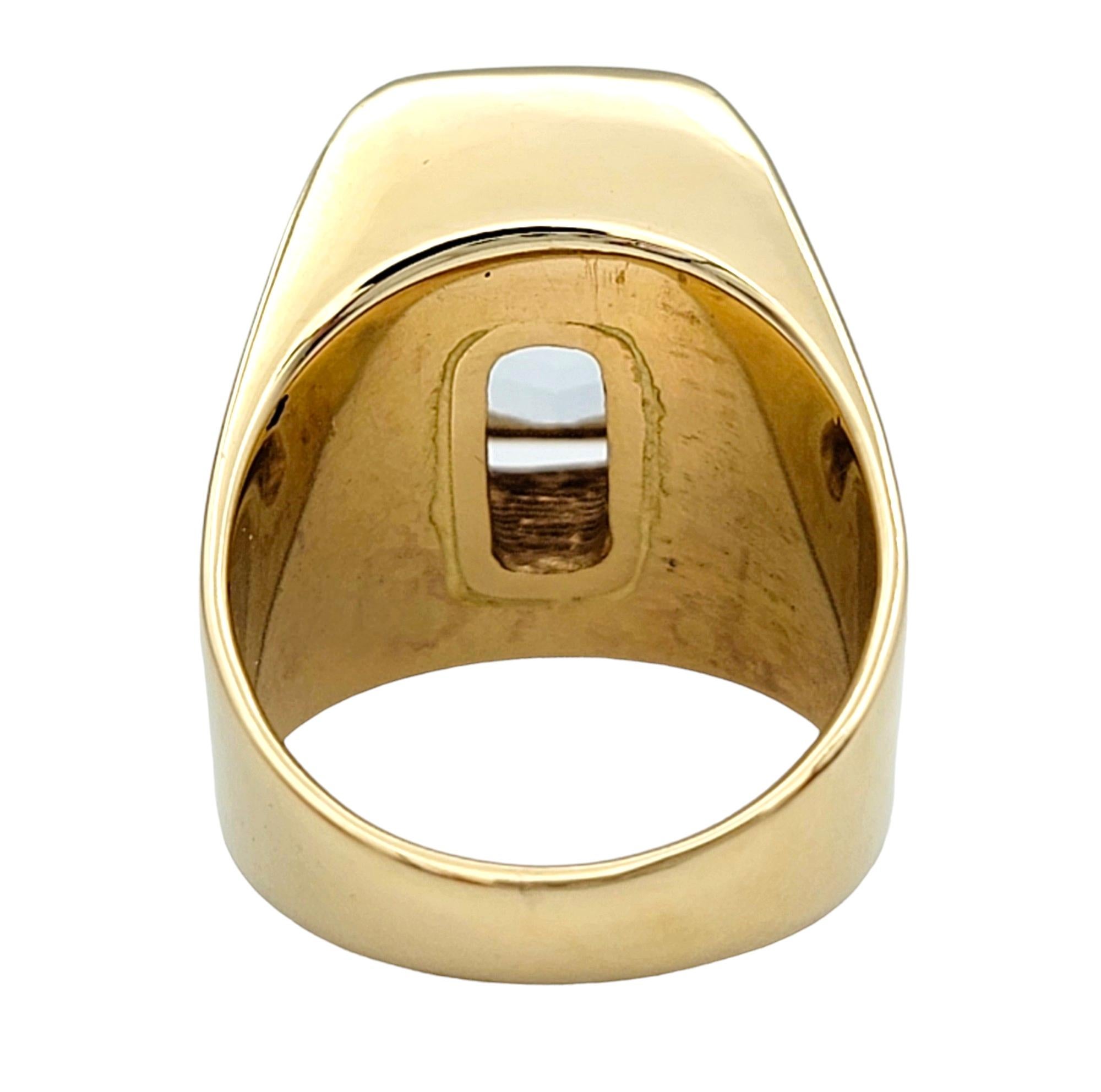 Emerald Cut Goshenite Beryl Solitaire Cocktail Ring Set in 14 Karat Yellow Gold For Sale 1