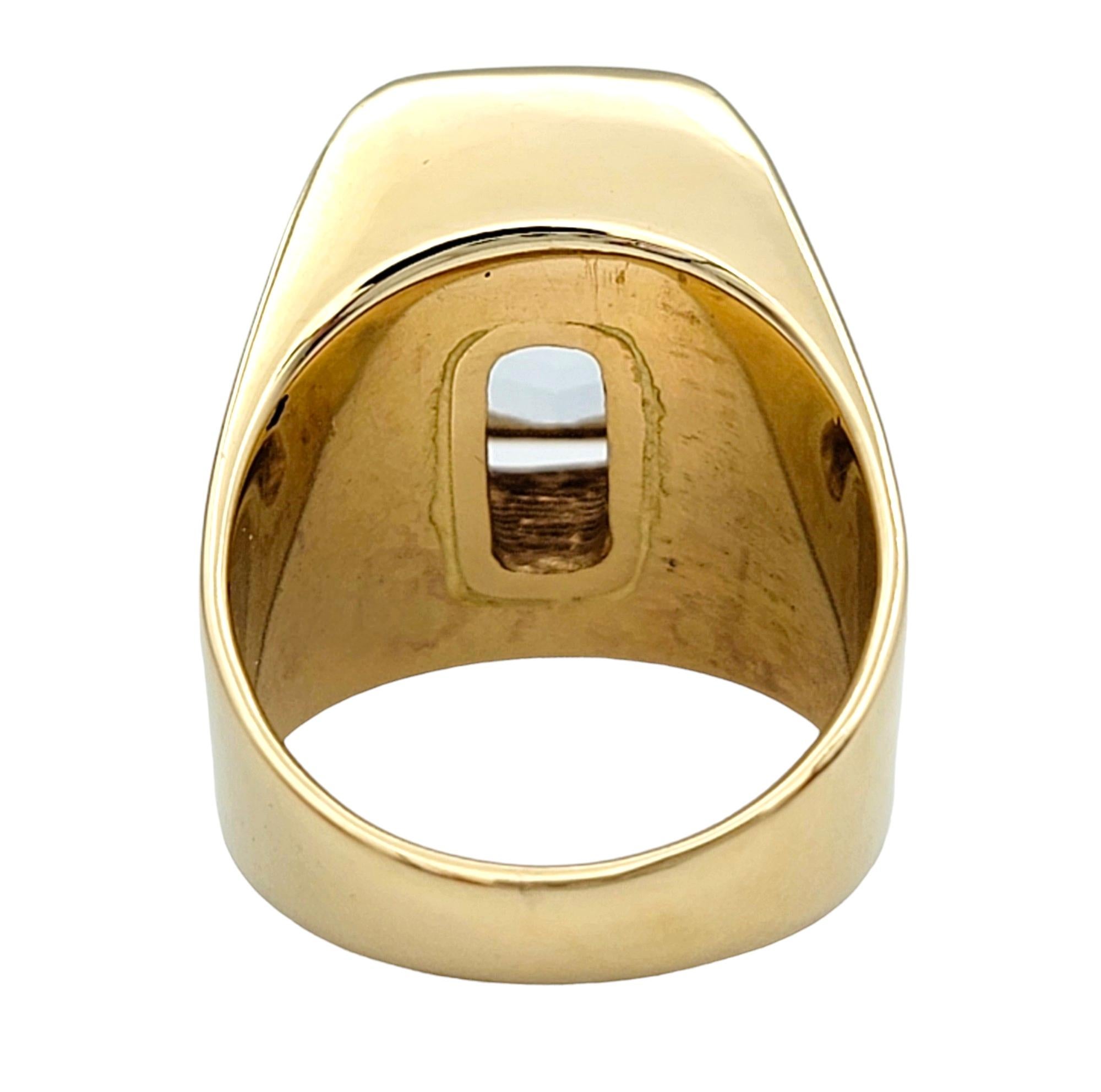 Emerald Cut Goshenite Beryl Solitaire Cocktail Ring Set in 14 Karat Yellow Gold For Sale 2