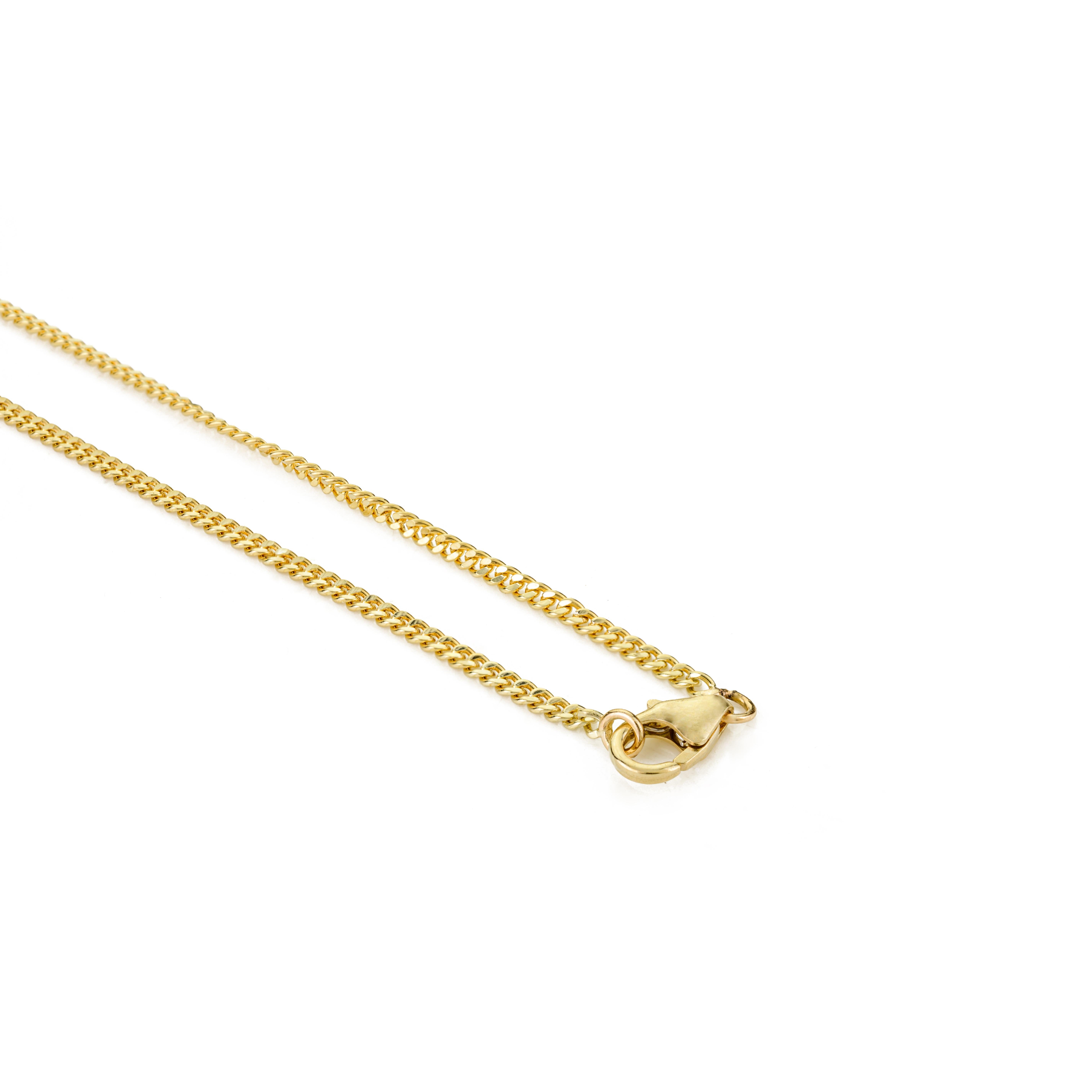 Emerald-Cut Green Emerald Pendant Necklace in 14K Solid Yellow Gold Curb Chain For Sale 3