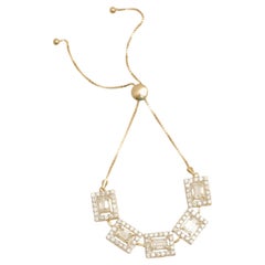 Smaragdschliff-Halo-Naturdiamanten-Bolo-Armband aus 14 Karat massivem Gold (zertifiziert)