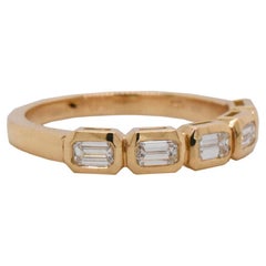 Emerald Cut Horizontal Bezel Partway Band, 0.45 Total carat