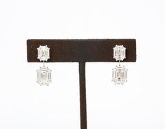 Emerald Cut Illusion Diamond Dangle Drop Earring