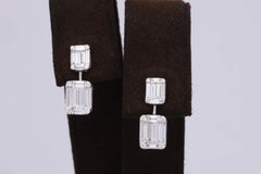 Emerald Cut Illusion Diamond Dangle Drop Earring